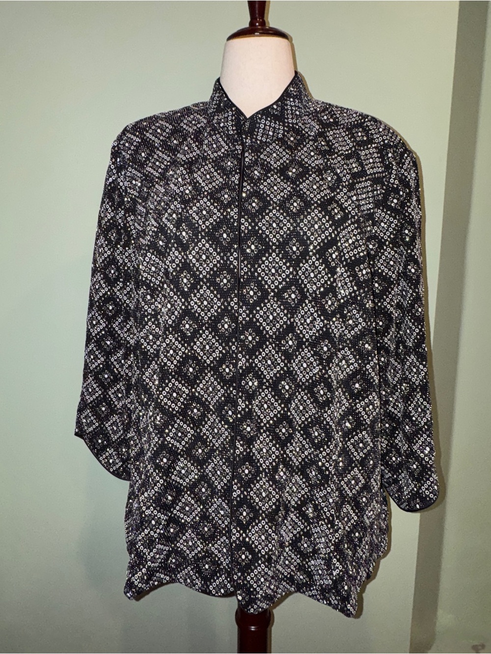 Alex Evenings Black Sparkly Diamond Sheer Jacket Formal 3X  Holiday Party VGUC